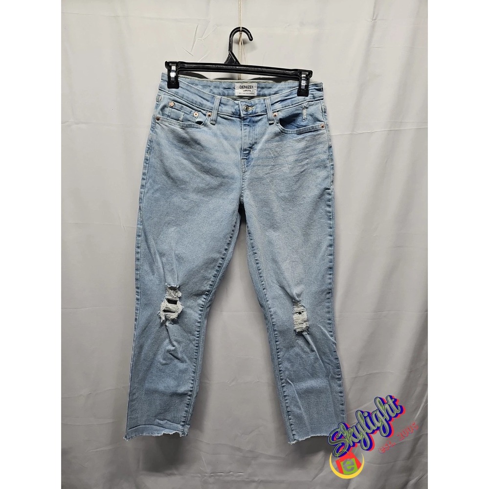 Denizen from Levi's Women's Blue Mid-Rise Slim Boyfriend Jeans‎ Raw Hem Sz 10/30